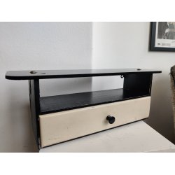 Sort glashylde med skuffe, 1950'erne