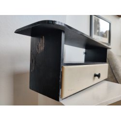 Sort glashylde med skuffe, 1950'erne