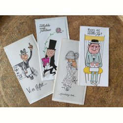 4 vintage postkort fra 1960'erne: Vi er flyttet, Tillykke med jubil�et mfl.