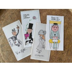 4 vintage postkort fra 1960'erne: Vi er flyttet, Tillykke med jubil�et mfl.