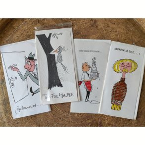 4 vintage postkort fra 1960'erne: Tak for hj�lpen, Kom snart igen mfl.