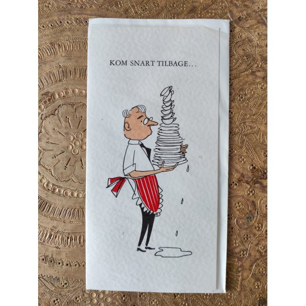 4 vintage postkort fra 1960'erne: Tak for hj�lpen, Kom snart igen mfl.