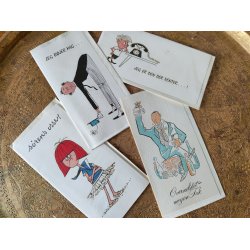 4 vintage postkort fra 1960'erne: Overv�ldet, Jeg b�jer mig m.fl