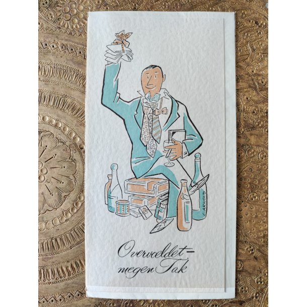 4 vintage postkort fra 1960'erne: Overv�ldet, Jeg b�jer mig m.fl