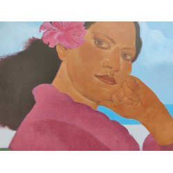 Lanilai Afternoon / Festival 84, Bishop Museum. Kunsttryk af Pegge Hopper f. 1938