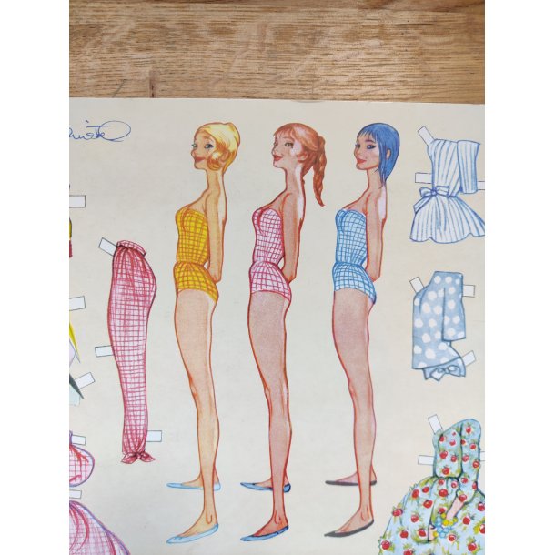 Christel teenager p�kl�dningsdukker, genoptryk p� k�mpe ark