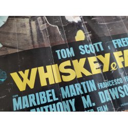 Italiensk vintage spaghettiwestern filmplakat: Whiskey &amp; Sp�gelser 1974