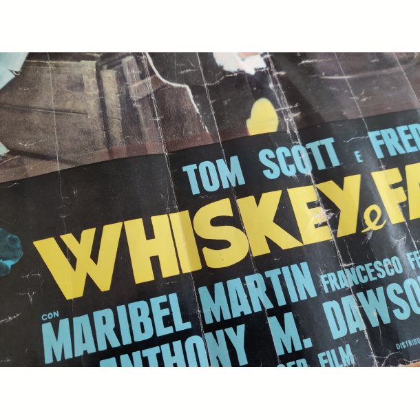 Italiensk vintage spaghettiwestern filmplakat: Whiskey &amp; Sp�gelser 1974