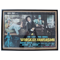 Italiensk vintage spaghettiwestern filmplakat: Whiskey &amp; Sp�gelser 1974
