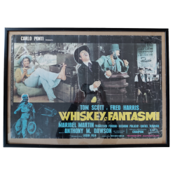 Italiensk vintage spaghettiwestern filmplakat: Whiskey &amp; Sp�gelser 1974