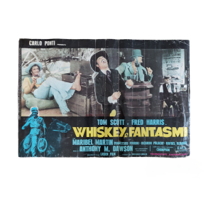 Italiensk vintage spaghettiwestern filmplakat: Whiskey & Sp�gelser 1974