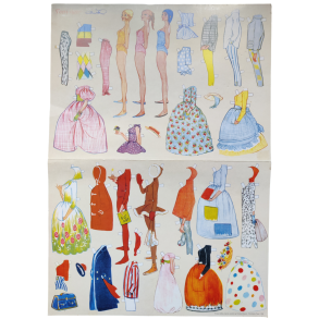 Christel teenager p�kl�dningsdukker, genoptryk p� k�mpe ark