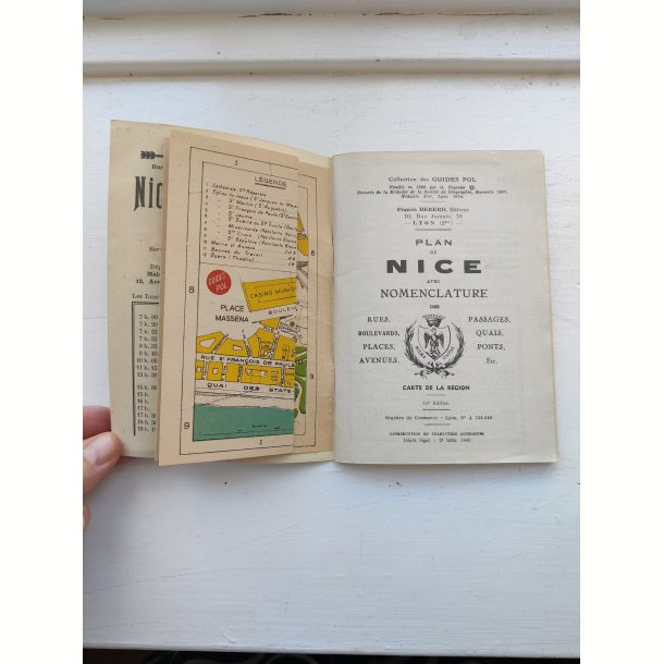 Gammelt kort over Nice, Frankrig, 1949