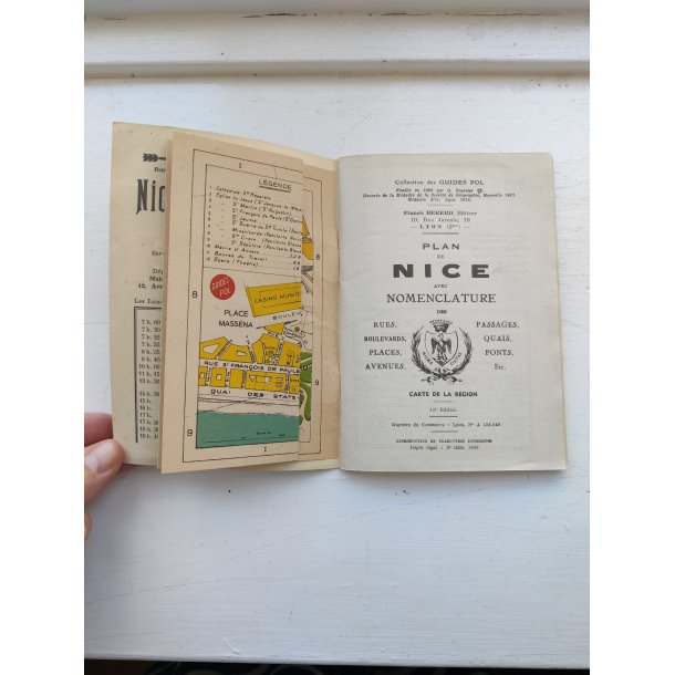 Gammelt kort over Nice, Frankrig, 1949