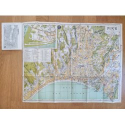 Gammelt kort over Nice, Frankrig, 1949