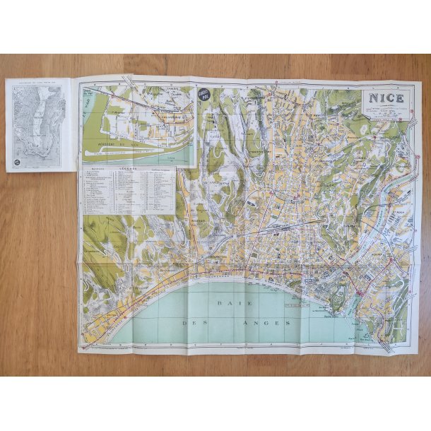 Gammelt kort over Nice, Frankrig, 1949