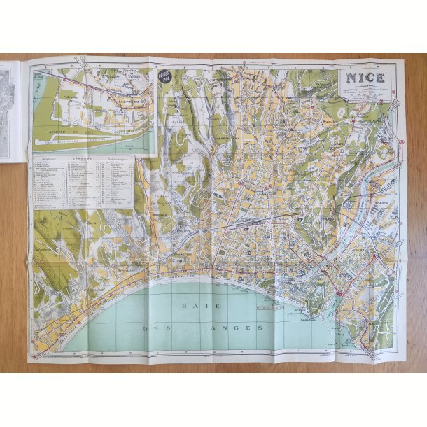 Gammelt kort over Nice, Frankrig, 1949