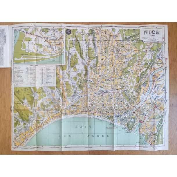 Gammelt kort over Nice, Frankrig, 1949