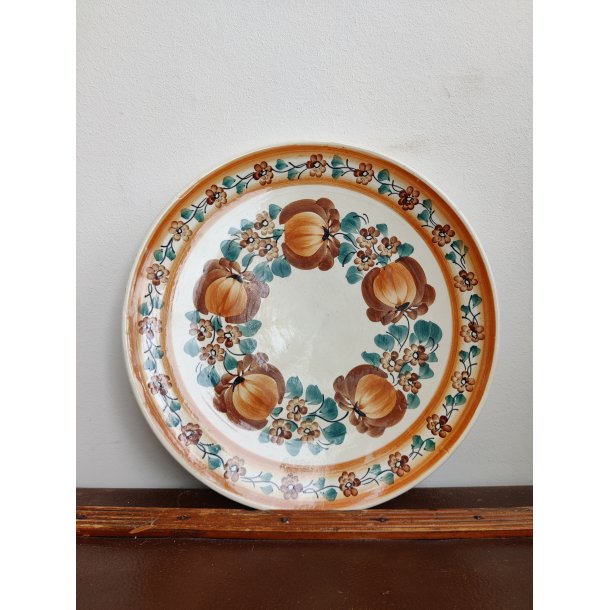 K�mpe h�ndmalet fajancefad, orange farver