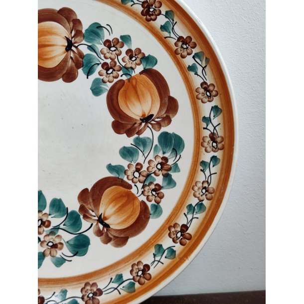 K�mpe h�ndmalet fajancefad, orange farver