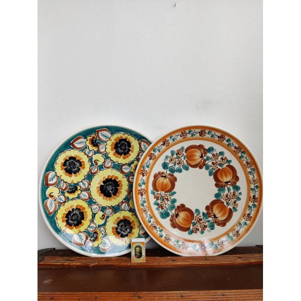 K�mpe h�ndmalet fajancefad, orange farver