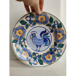 Farverig fajancesk�l med hane