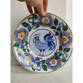 Farverig fajancesk�l med hane