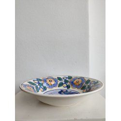 Farverig fajancesk�l med hane