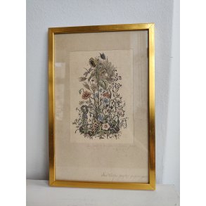 Vintage litografisk farvetryk: den blomstrende have