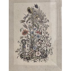 Vintage litografisk farvetryk: den blomstrende have