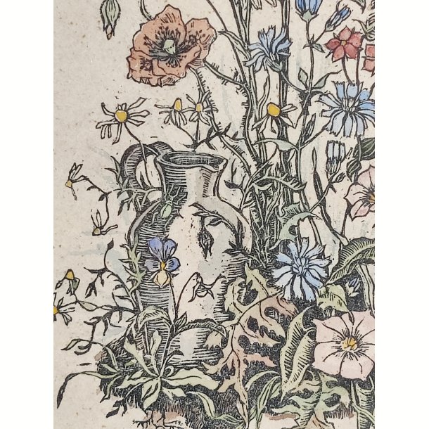 Vintage litografisk farvetryk: den blomstrende have