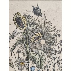 Vintage litografisk farvetryk: den blomstrende have