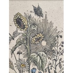 Vintage litografisk farvetryk: den blomstrende have