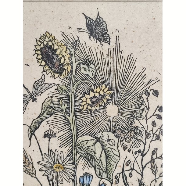 Vintage litografisk farvetryk: den blomstrende have