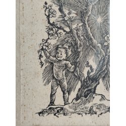 Vintage litografisk tryk, livet og d�den