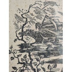 Vintage litografisk tryk, livet og d�den