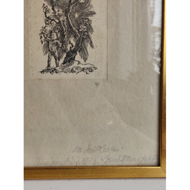 Vintage litografisk tryk, livet og d�den