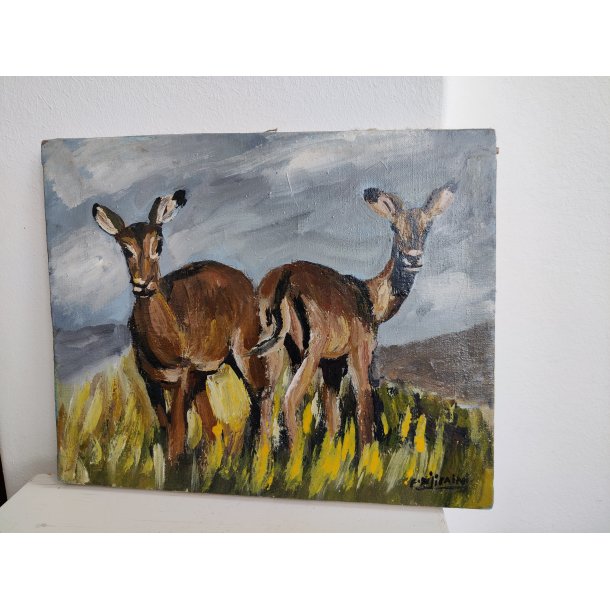 Oliemaleri antiloper, Francis Njiriani ca. 1970