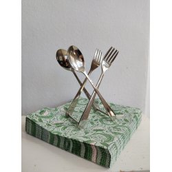 Servietholder, ske og gaffel
