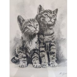 .Vintage tryk af fluffy kattekilllinger