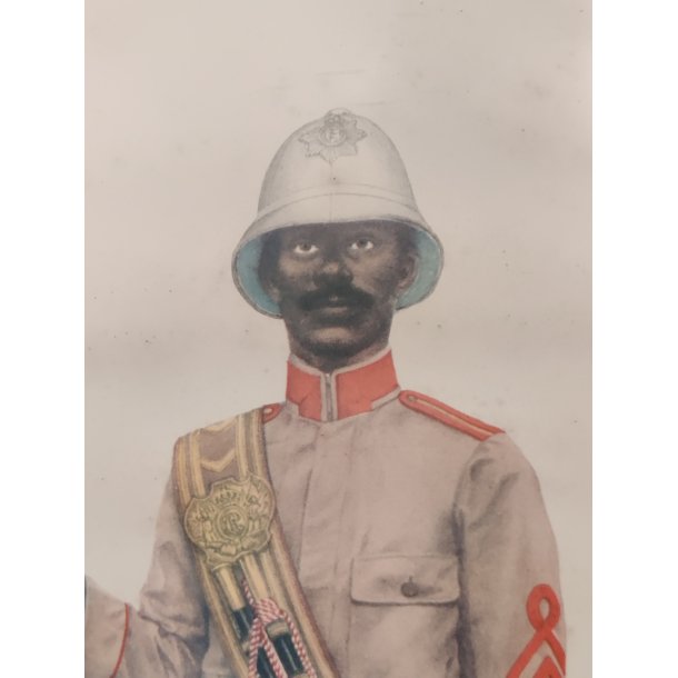 Gammelt tryk af uniformeret tambourmajor fra Vestindien 