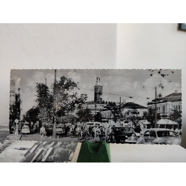 Gamle s/h fotopostkort fra K�benhavn: Tivoli, byens t�rne, HC Andersens Boulevard