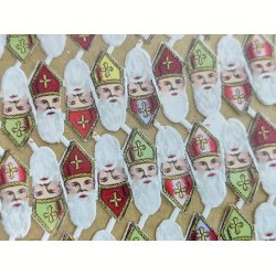 Gamle mini-glansbilleder i ramme, julemand / fader frost