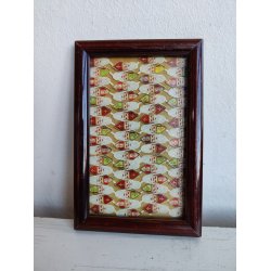 Gamle mini-glansbilleder i ramme, julemand / fader frost