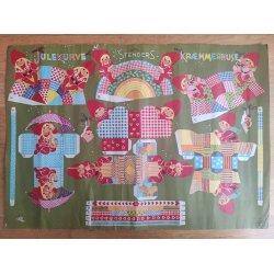 Org. gammelt juleklippeark med kurve og kr�mmerhuse, Illa Winkelhorn ca 1968