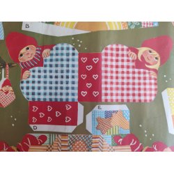 Org. gammelt juleklippeark med kurve og kr�mmerhuse, Illa Winkelhorn ca 1968