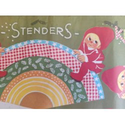 Org. gammelt juleklippeark med kurve og kr�mmerhuse, Illa Winkelhorn ca 1968