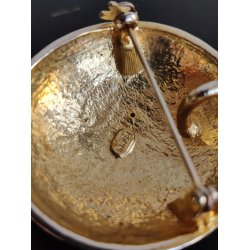 Vintage broche med sol, m�ne, stjerner. Bl� emalje og rhinsten 1990'erne