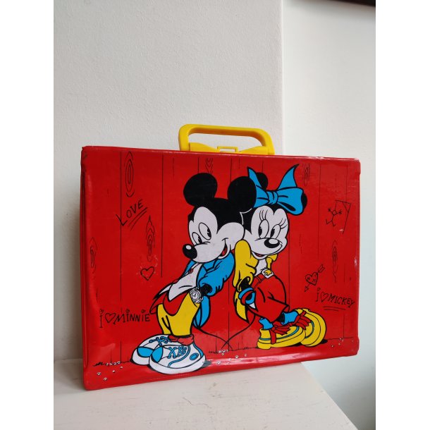 Mickey og Minnie Mouse kuffert, vintage Disney 1985