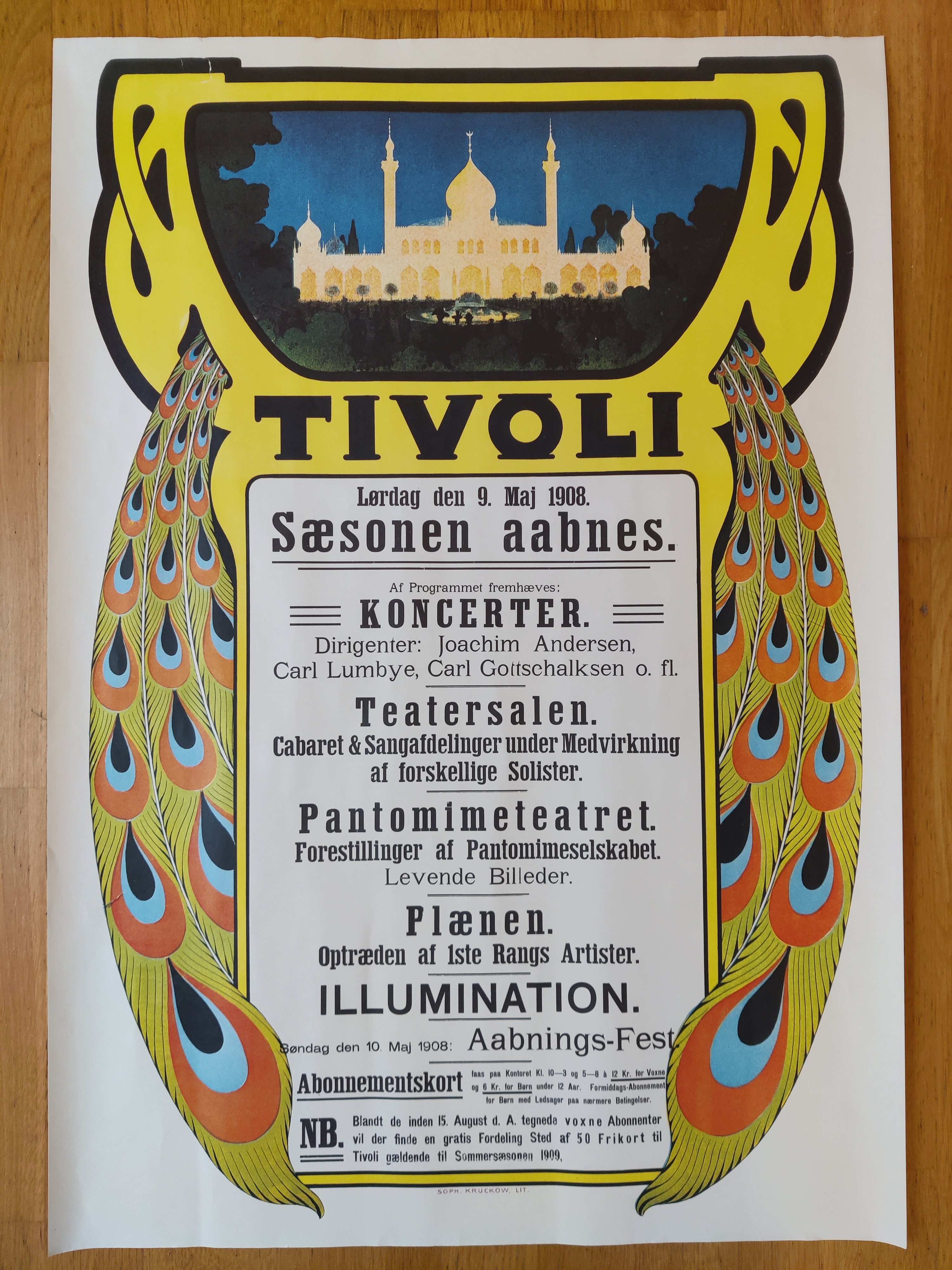 Tivoli plakat "Ssonen aabnes", 1908, ldre genoptryk